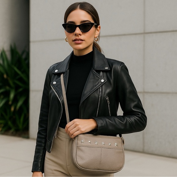 boutique Handbags - Urban Taupe Vegan Leather Crossbody Bag – Edgy + Minimalist Vibes
